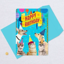 16" Party Cats and Dogs Jumbo Birthday Card From All