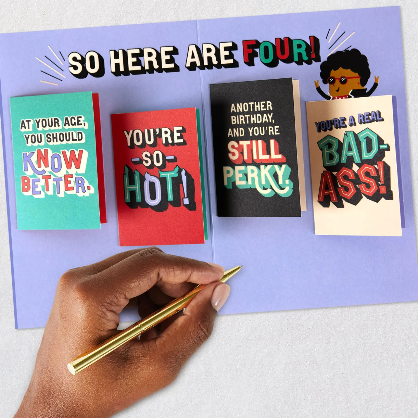 A Bad-Ass, Smart-Ass, Kick Ass Lady Birthday Card With Mini Cards for Her