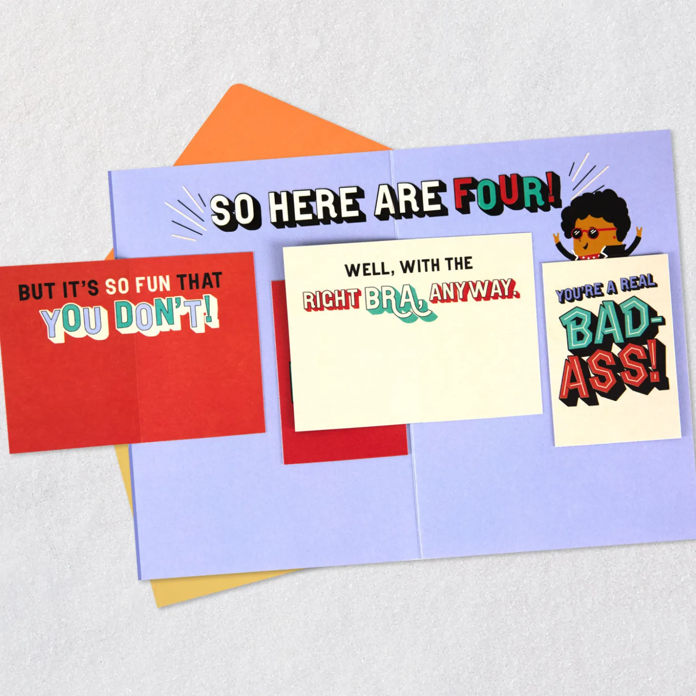 A Bad-Ass, Smart-Ass, Kick Ass Lady Birthday Card With Mini Cards for Her