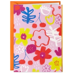 Abstract Floral on Pink Blank Note Cards, Pack of 5
