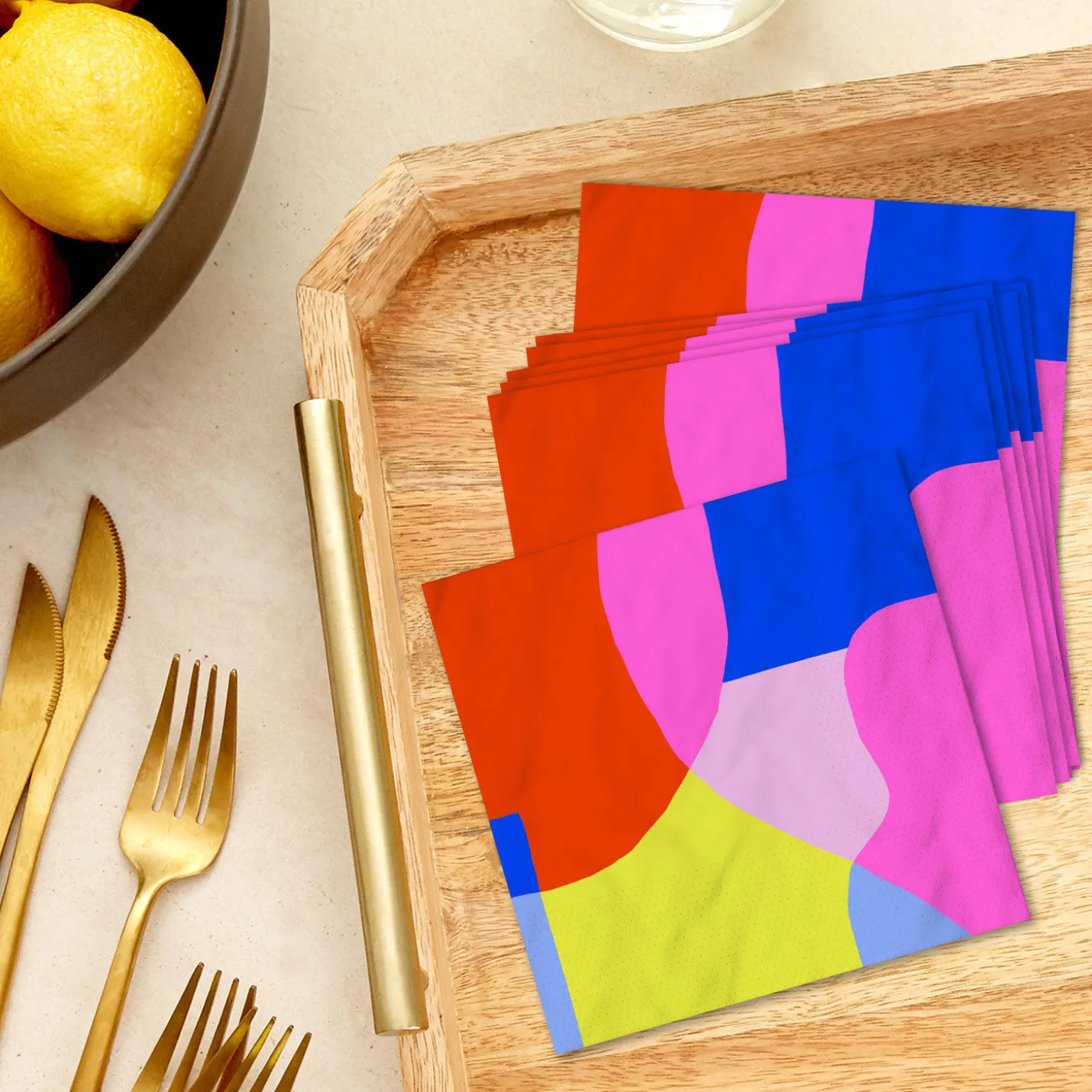 Abstract Neon Colorblock Cocktail Napkins, Pack of 20