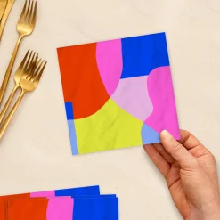 Abstract Neon Colorblock Cocktail Napkins, Pack of 20