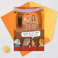 Adam and Eve Poison Ivy Costumes Funny Halloween Card