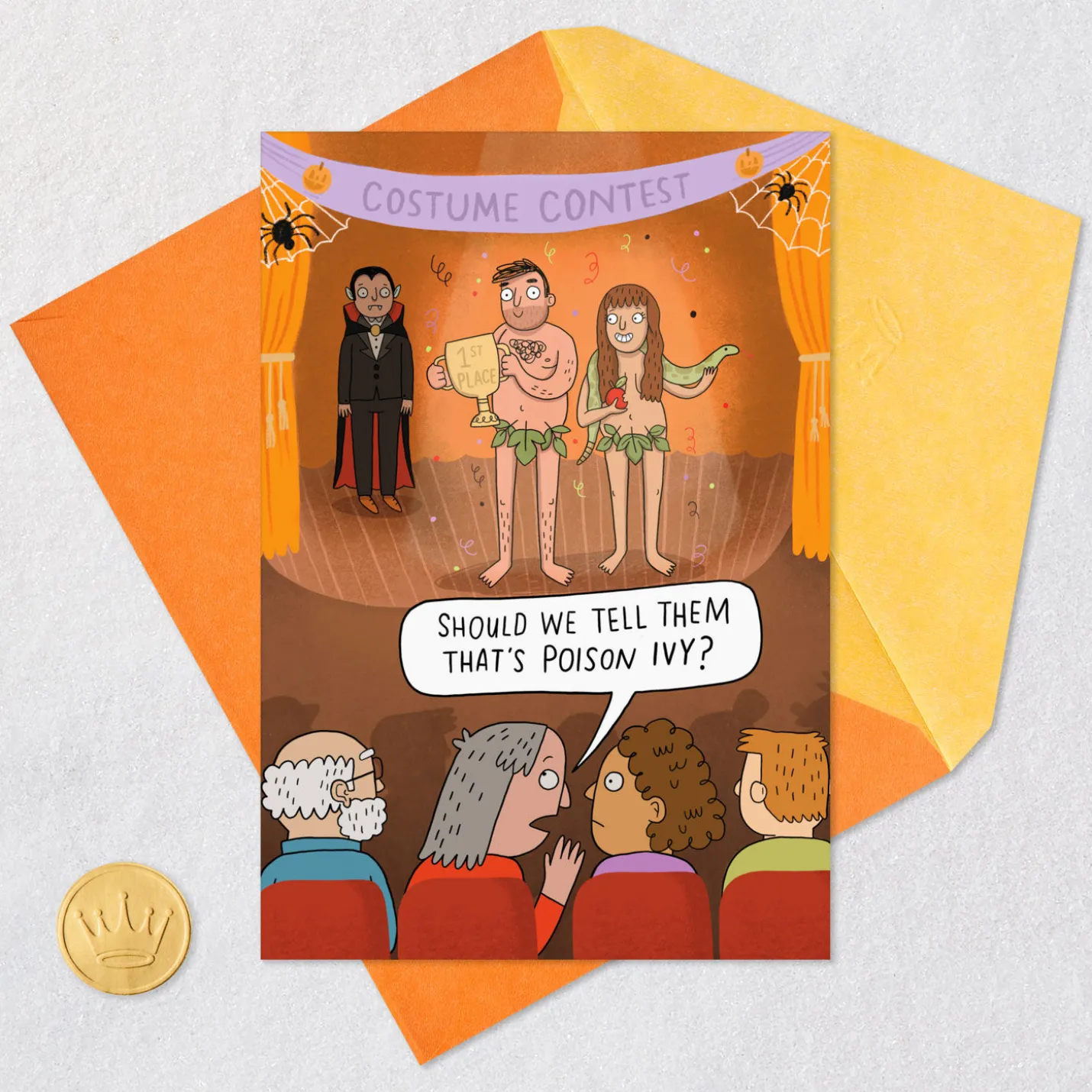 Adam and Eve Poison Ivy Costumes Funny Halloween Card