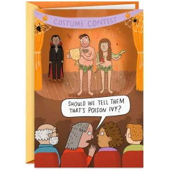 Adam and Eve Poison Ivy Costumes Funny Halloween Card