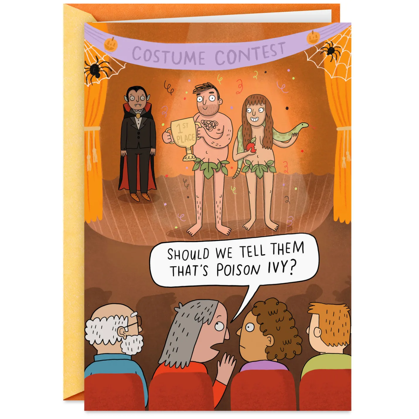 Adam and Eve Poison Ivy Costumes Funny Halloween Card