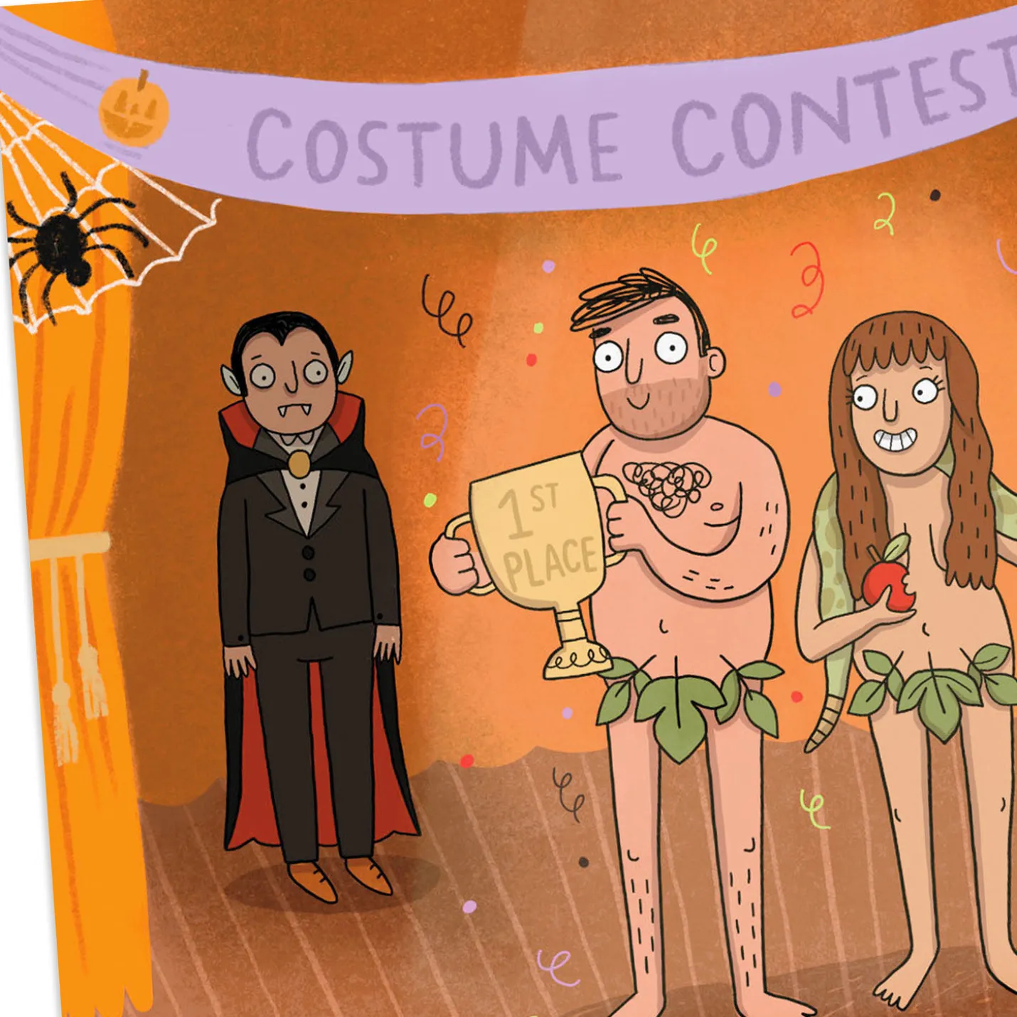 Adam and Eve Poison Ivy Costumes Funny Halloween Card