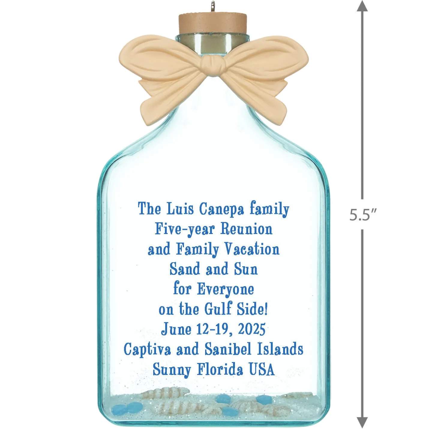 A Day at the Beach Personalized Ornament, Custom Text