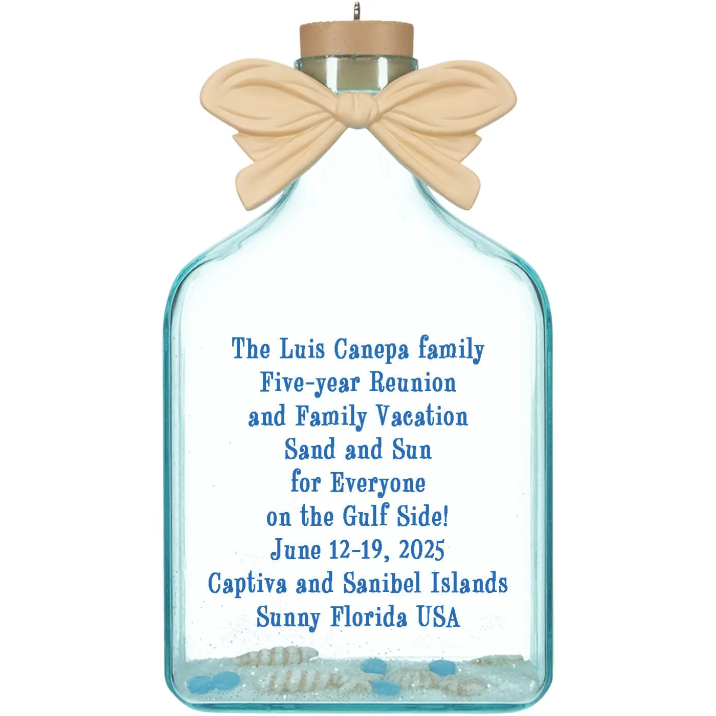 A Day at the Beach Personalized Ornament, Custom Text