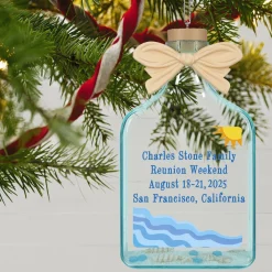 A Day at the Beach Sun & Waves Personalized Ornament, Custom Text