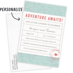 Adventure Awaits Flat Wedding Shower Invitation