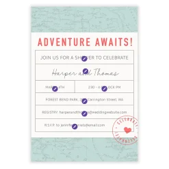 Adventure Awaits Flat Wedding Shower Invitation