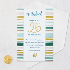 Adventures and Memories 25th Anniversary Card for Husband