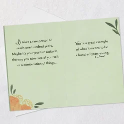 A Great Example of 100 Years Young 100th Birthday Card