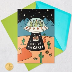 Aliens Here for the Cake Musical Pop-Up Birthday Card for Kids