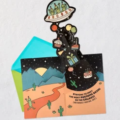 Aliens Here for the Cake Musical Pop-Up Birthday Card for Kids