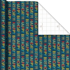 All-Caps Happy Birthday on Navy Wrapping Paper Roll, 20 sq. ft.