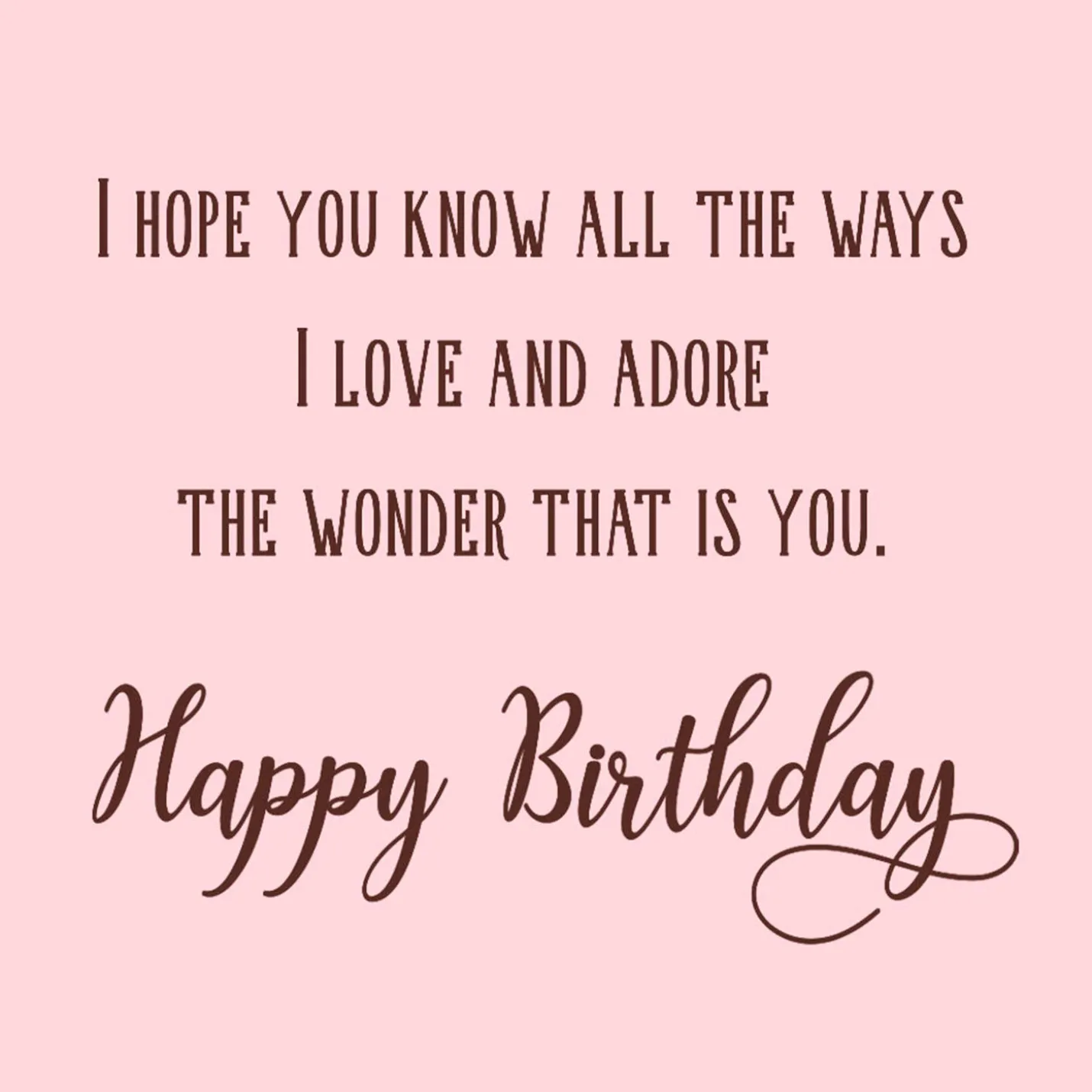 All the Ways I Love and Adore You Romantic Birthday Card