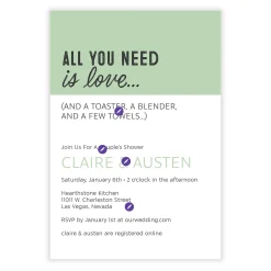 All You Need Is Love Flat Couples Wedding Shower Invitation