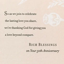 A Love Beyond Compare Religious 50th Anniversary Card