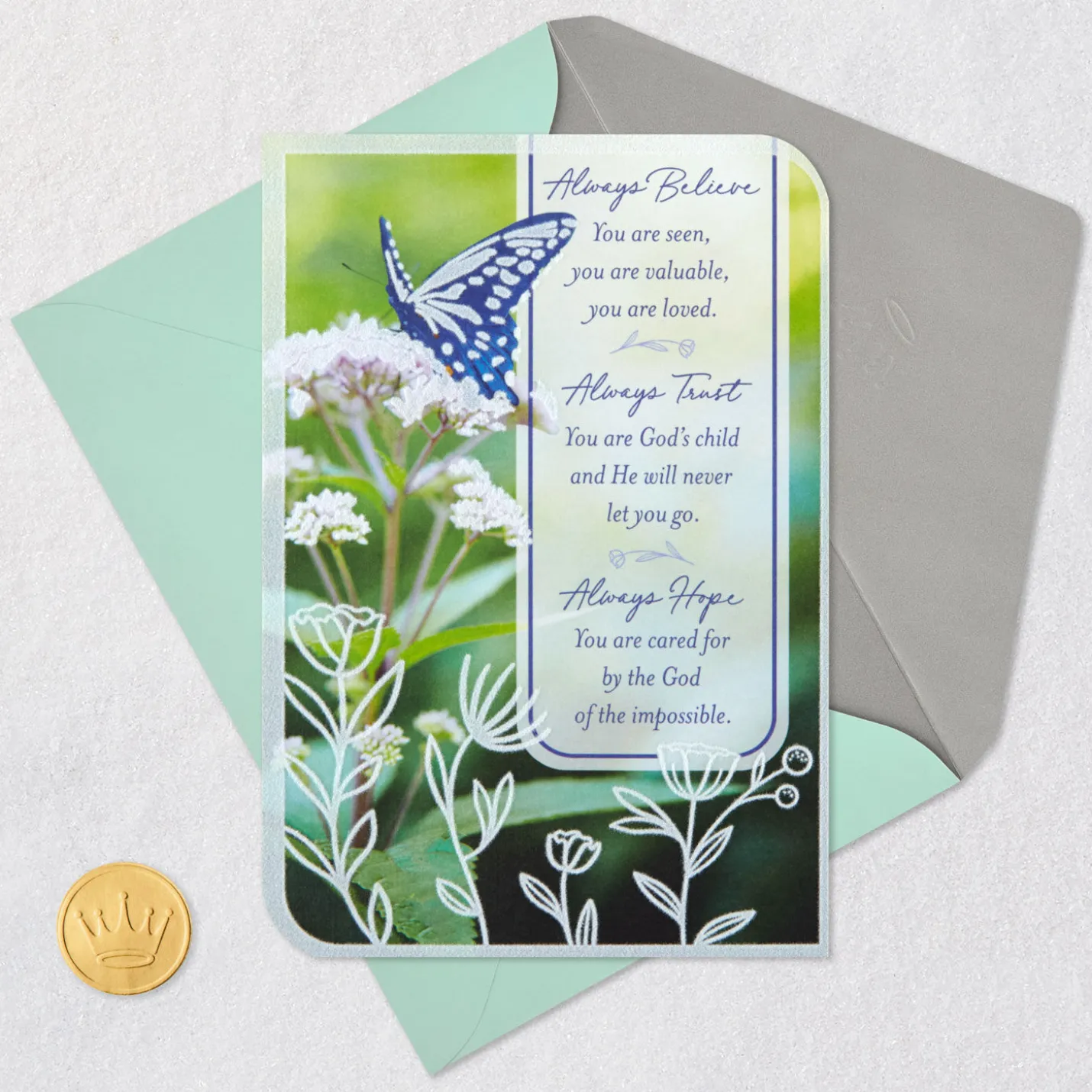Always Believe, Trust and Hope Religious Encouragement Card