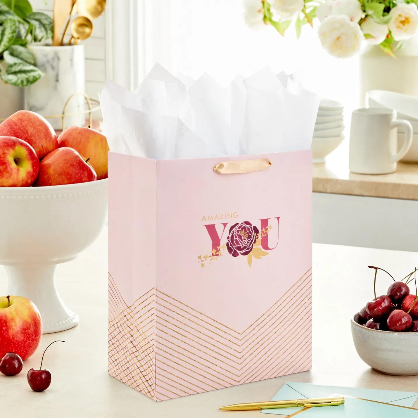 13" Amazing You Pink and Gold Large Gift Bag