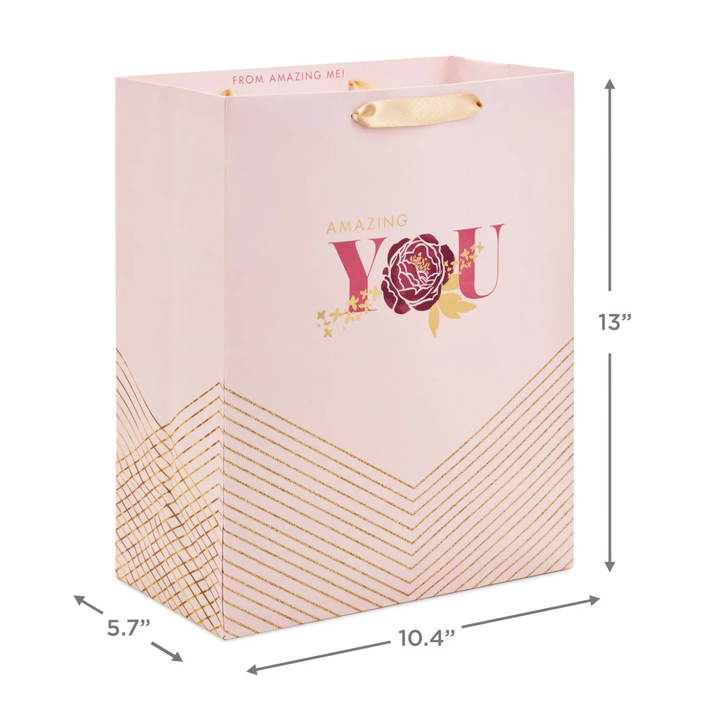 13" Amazing You Pink and Gold Large Gift Bag