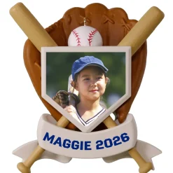 America's Pastime Baseball Personalized Ornament, Custom Photo and Text