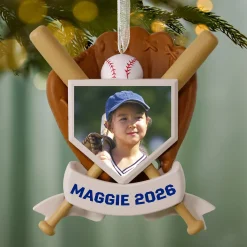 America's Pastime Baseball Personalized Ornament, Custom Photo and Text