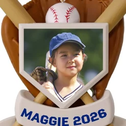 America's Pastime Baseball Personalized Ornament, Custom Photo and Text