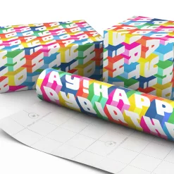 Angled All-Caps Happy Birthday Wrapping Paper, 20 sq. ft.