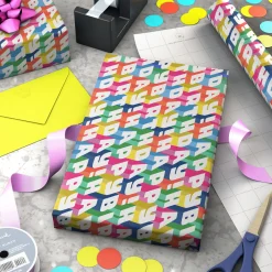 Angled All-Caps Happy Birthday Wrapping Paper, 20 sq. ft.