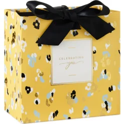 7.7" Animal Print on Butter Yellow Medium Gift Bag