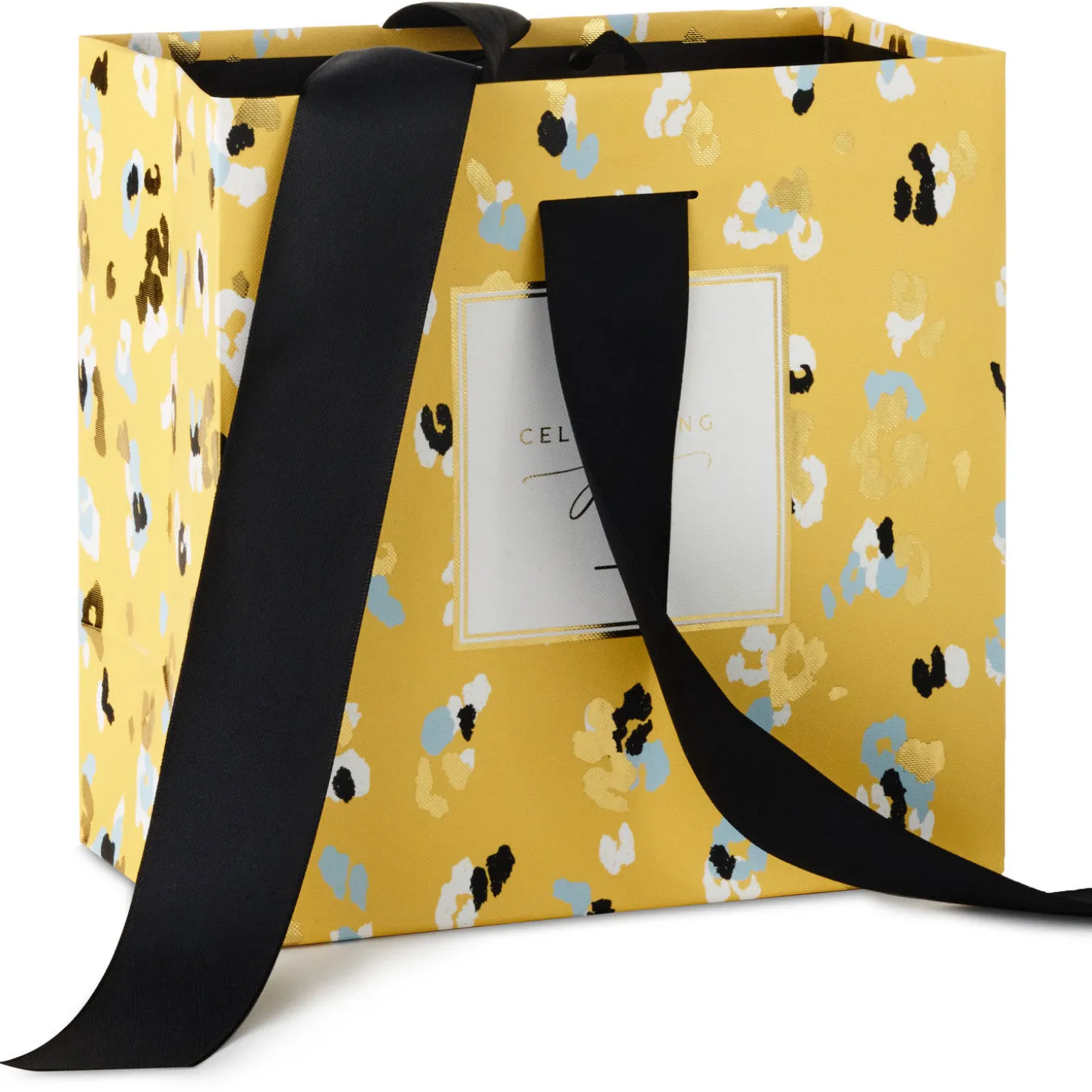 7.7" Animal Print on Butter Yellow Medium Gift Bag