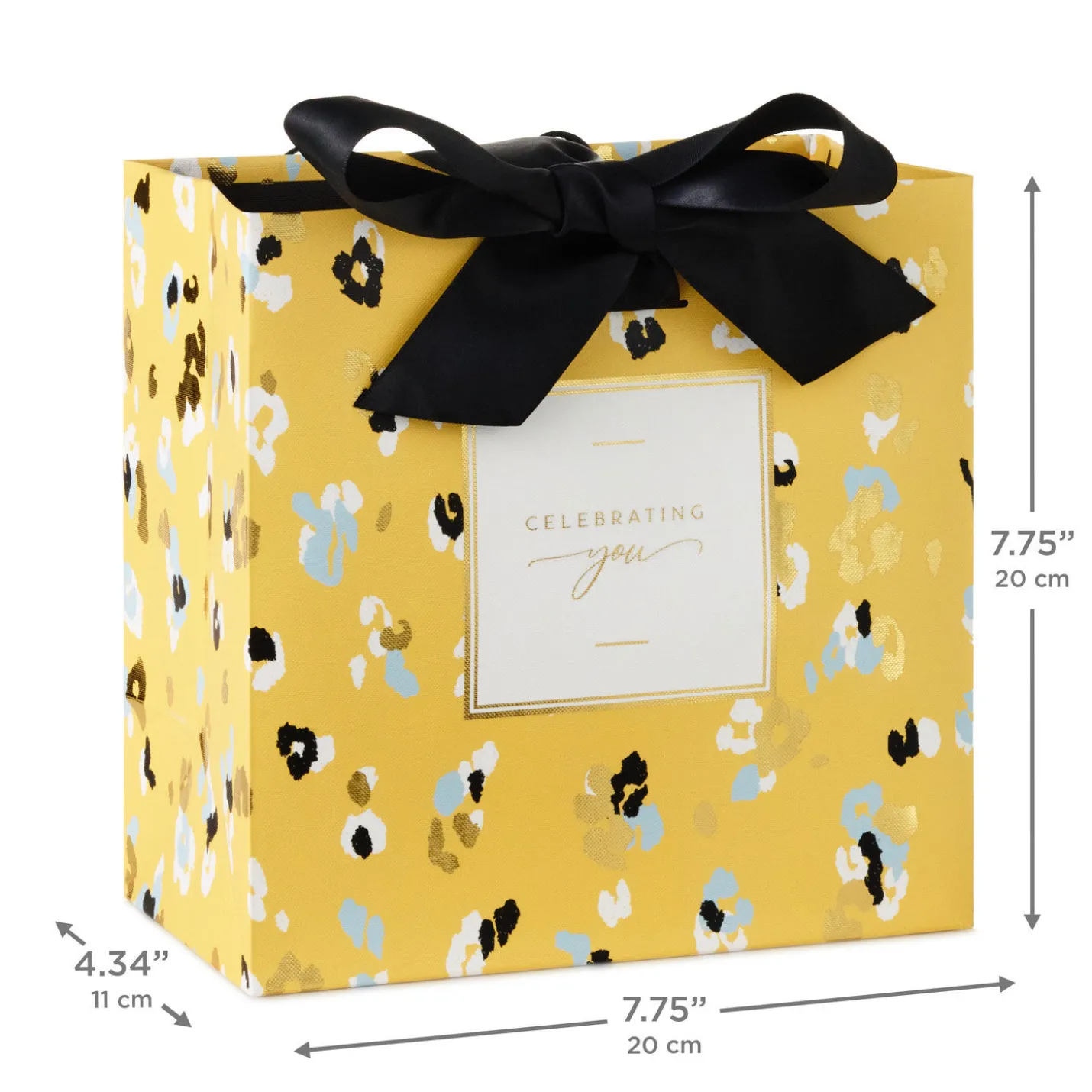 7.7" Animal Print on Butter Yellow Medium Gift Bag