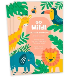 Animals Go Wild Birthday Invitation