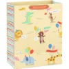 13" Animals in Party Hats With Balloons on Yellow Large Gift Bag
