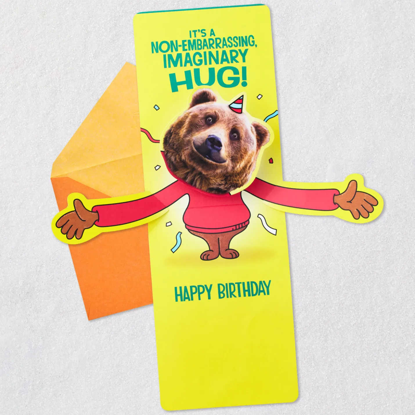 A Non-Embarrassing, Imaginary Hug Funny Pop-Up Birthday Card for Grandson