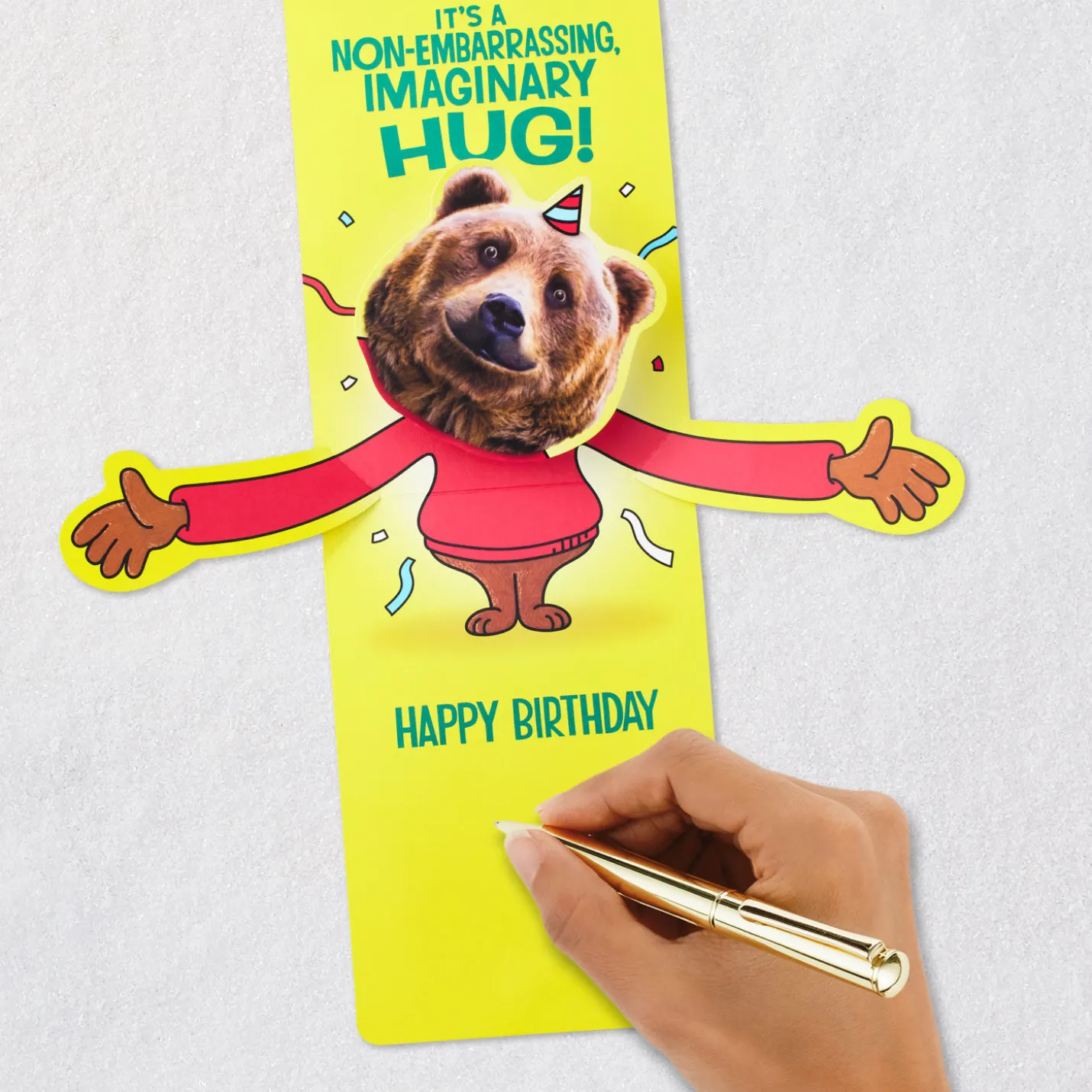 A Non-Embarrassing, Imaginary Hug Funny Pop-Up Birthday Card for Grandson