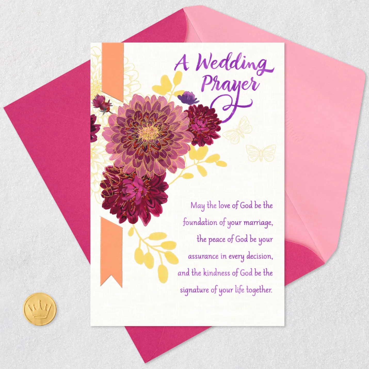 A Prayer for Love and Happiness Always Religious Wedding Card
