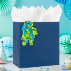 6.5" Aqua and Light Green Curly Ribbon Gift Bow