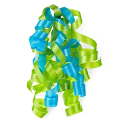 6.5" Aqua and Light Green Curly Ribbon Gift Bow
