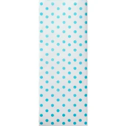 Aqua Blue Polka Dots on White Tissue Paper, 6 sheets