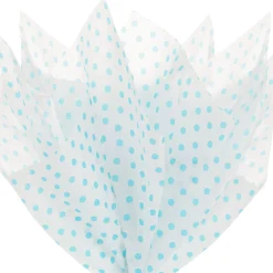 Aqua Blue Polka Dots on White Tissue Paper, 6 sheets