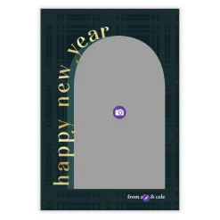Arch on Green Plaid Flat New Year Photo Card