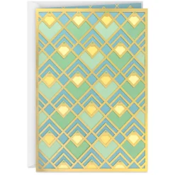 Art Deco Gold, Green and Blue Blank Card