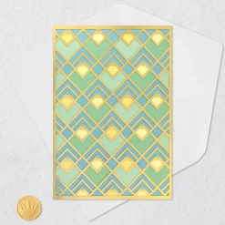 Art Deco Gold, Green and Blue Blank Card