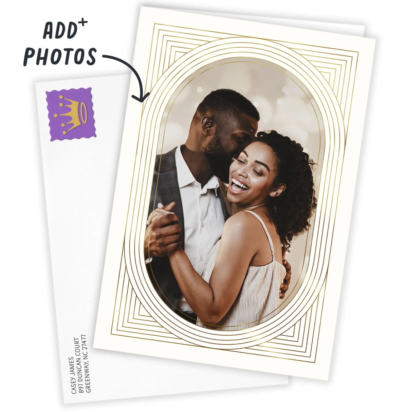 Art Deco Gold Oval Frame Custom Card