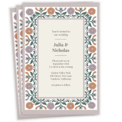 Arts and Crafts Floral Flat Wedding Invitation