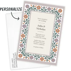 Arts and Crafts Floral Flat Wedding Invitation